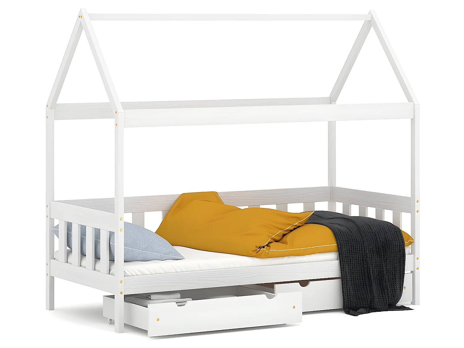 Lit simple en pin massif 180x80 blanc