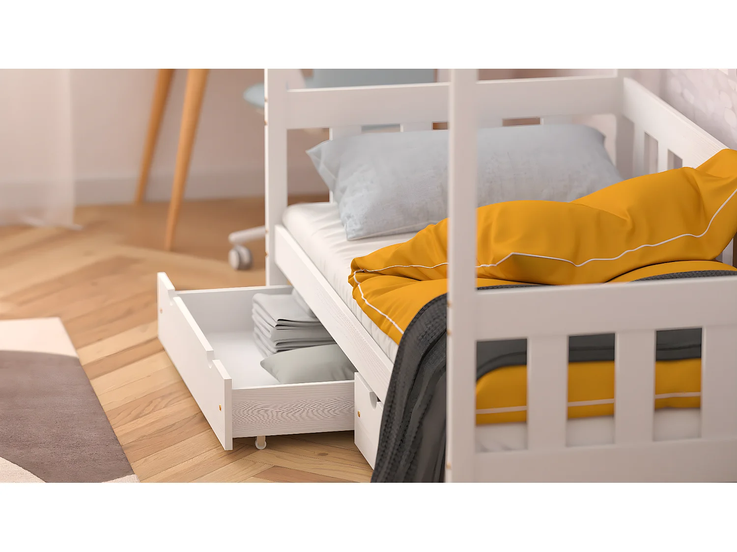 Lit simple en pin massif 180x80 blanc