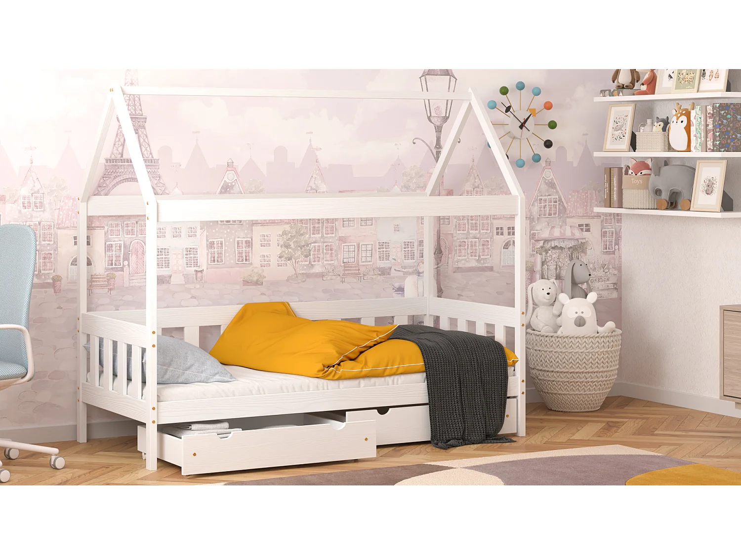 Lit simple en pin massif 180x80 blanc