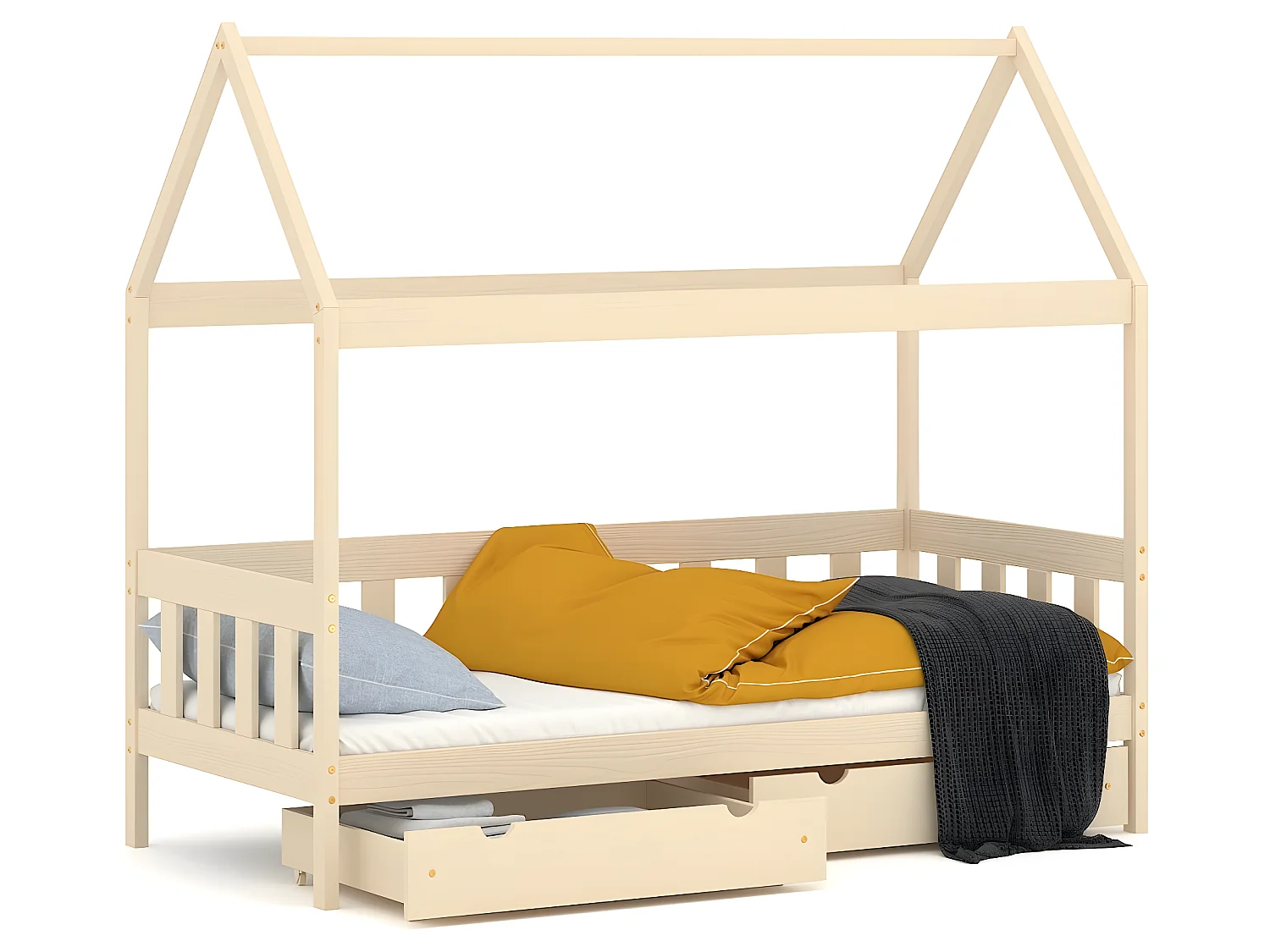 Lit simple en pin massif 190x80 vanille