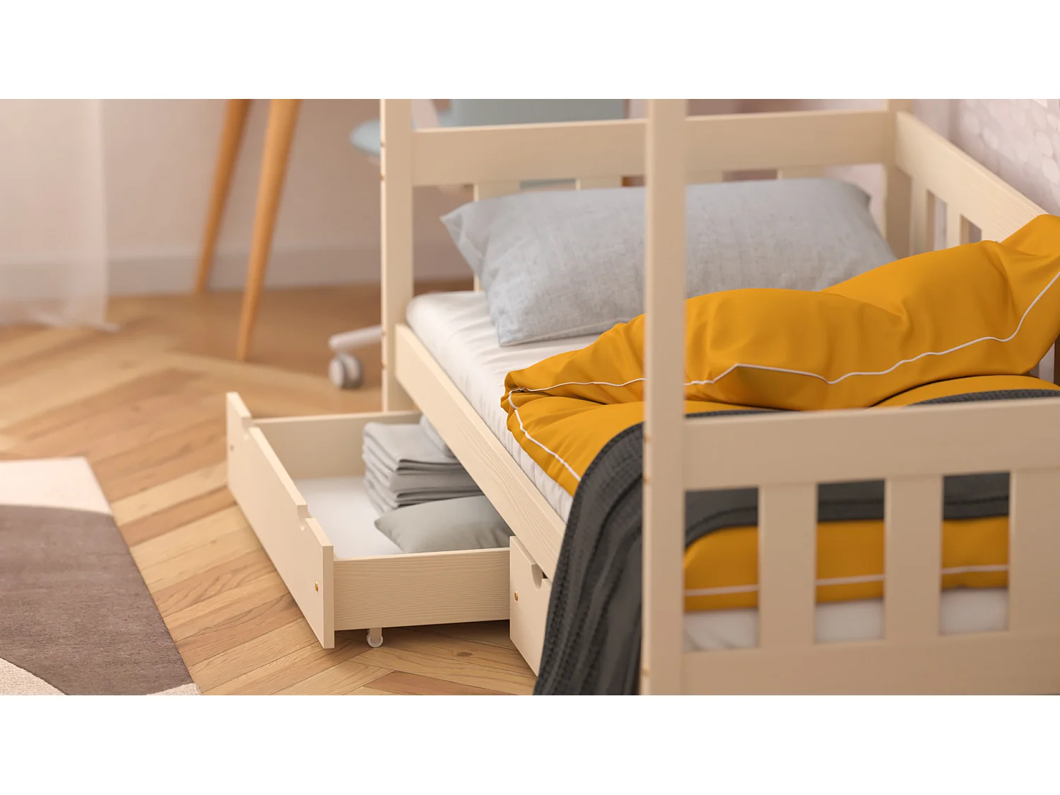 Lit simple en pin massif 190x80 vanille