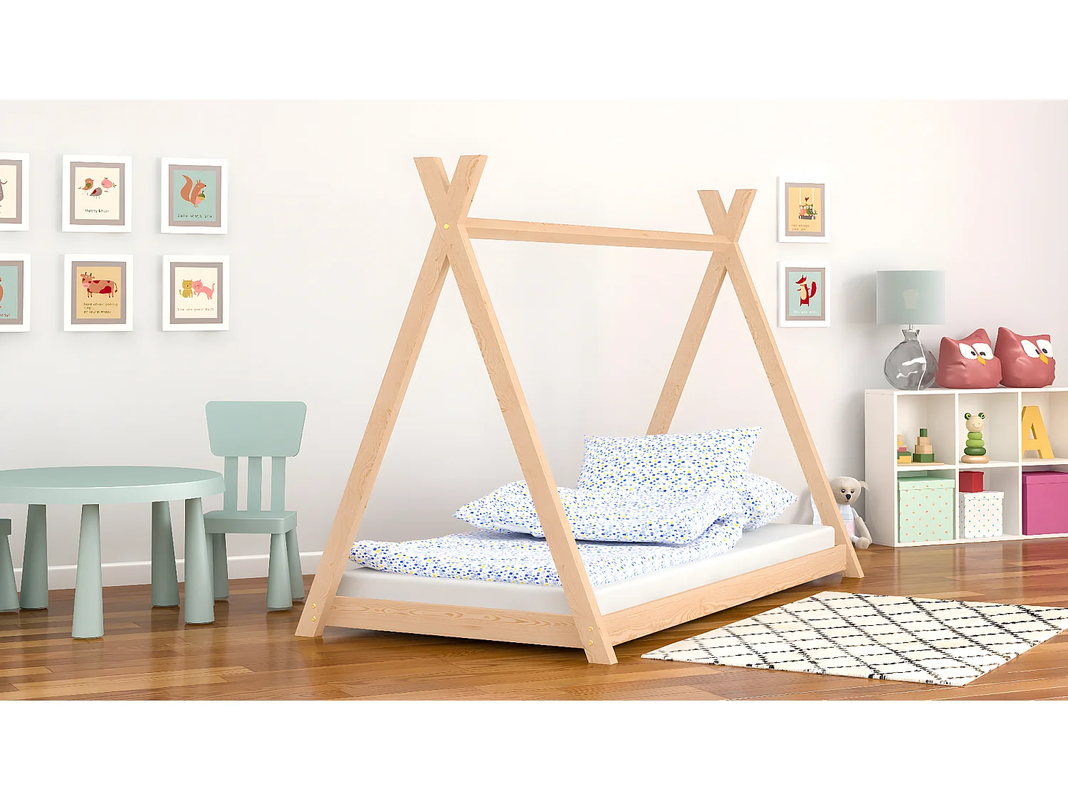 Lit simple en pin massif 180x80 naturel