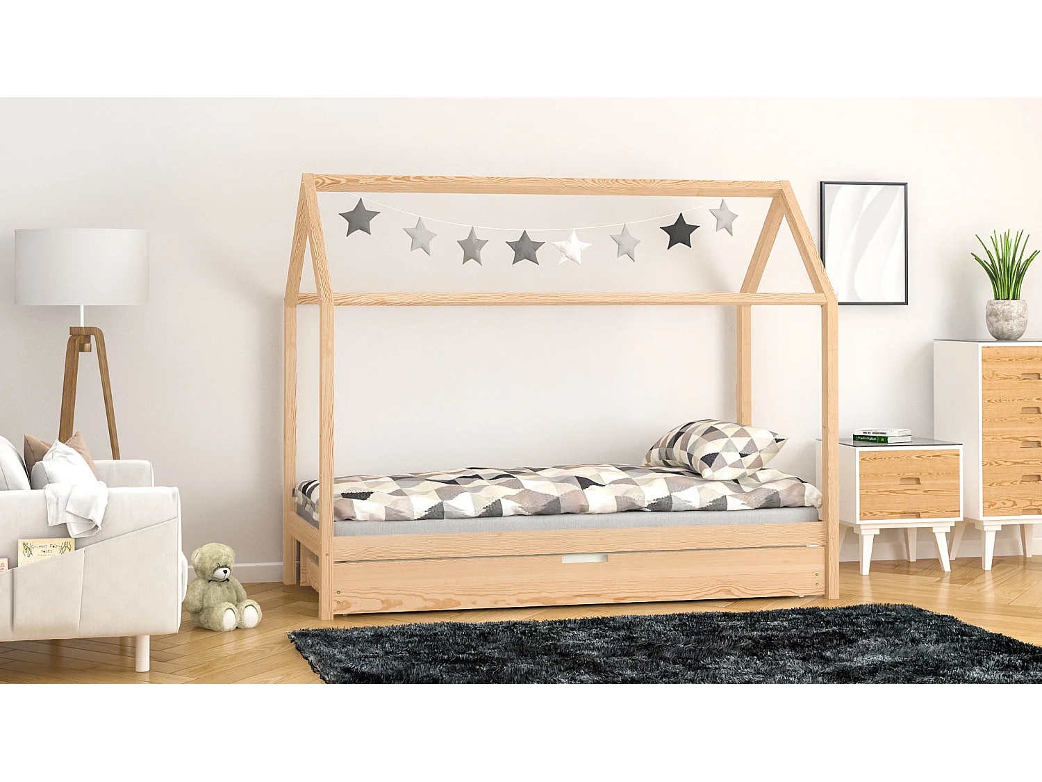 Lit simple en pin massif 180x80 naturel