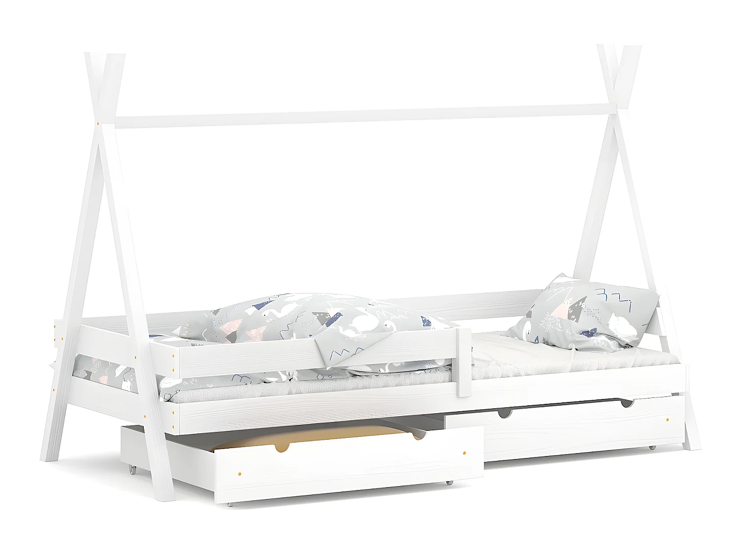 Lit simple pour enfant en pin massif 200x90 blanc