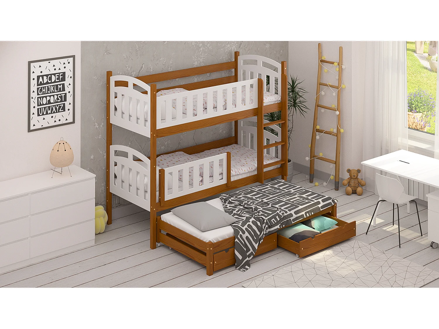 Lit superposé en pin massif 190x80 Aulne