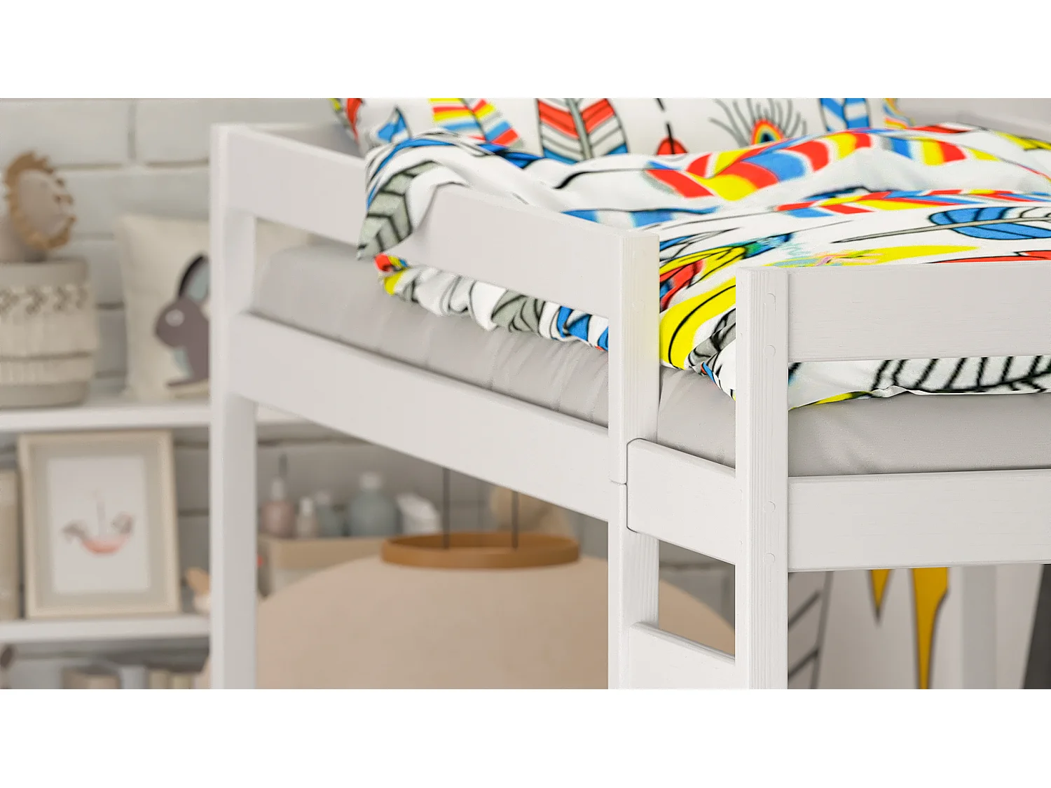 Lit superposé en pin massif 180x80 Blanc