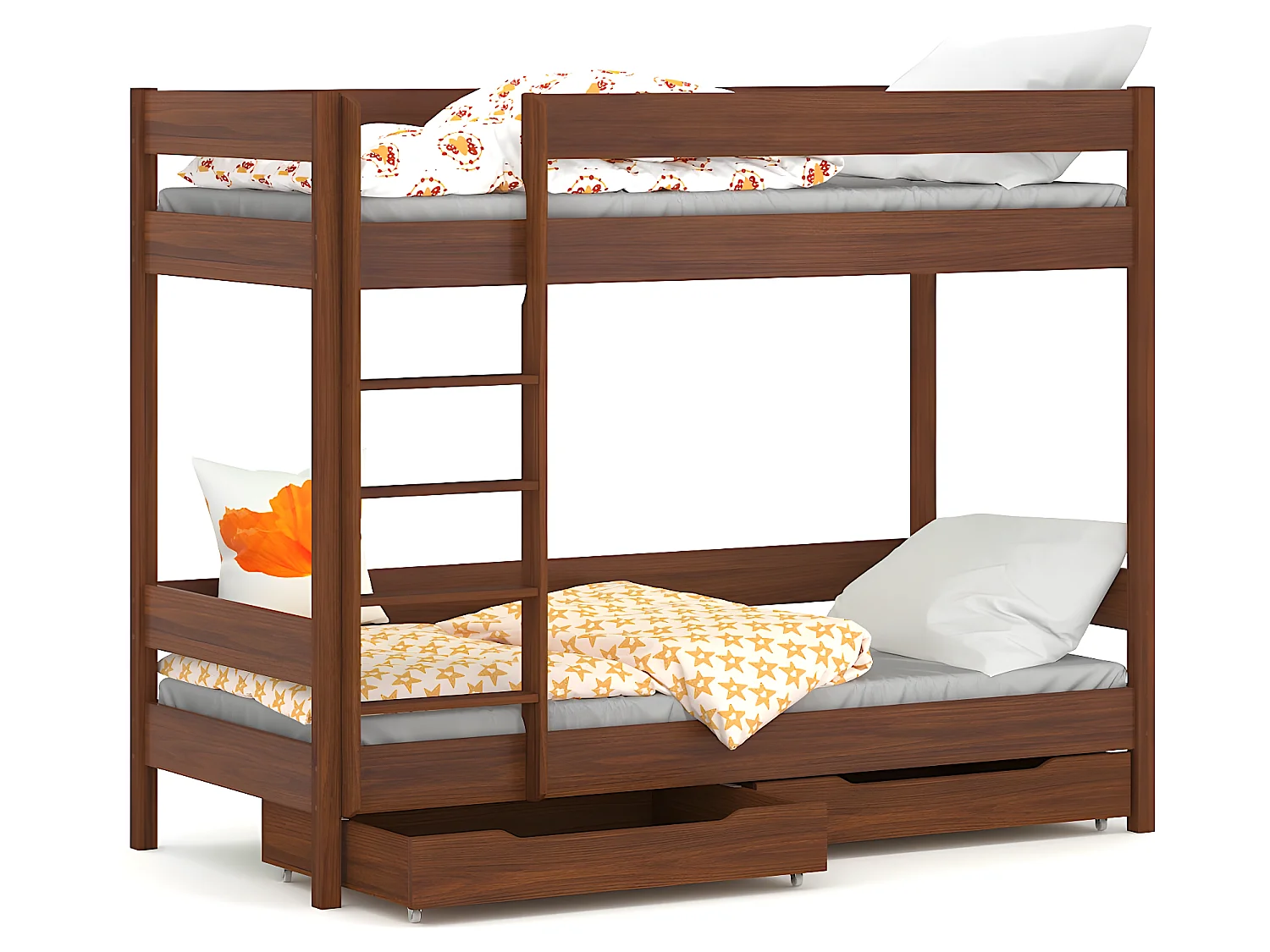 Lit superposé en pin massif 180x80 Palissandre