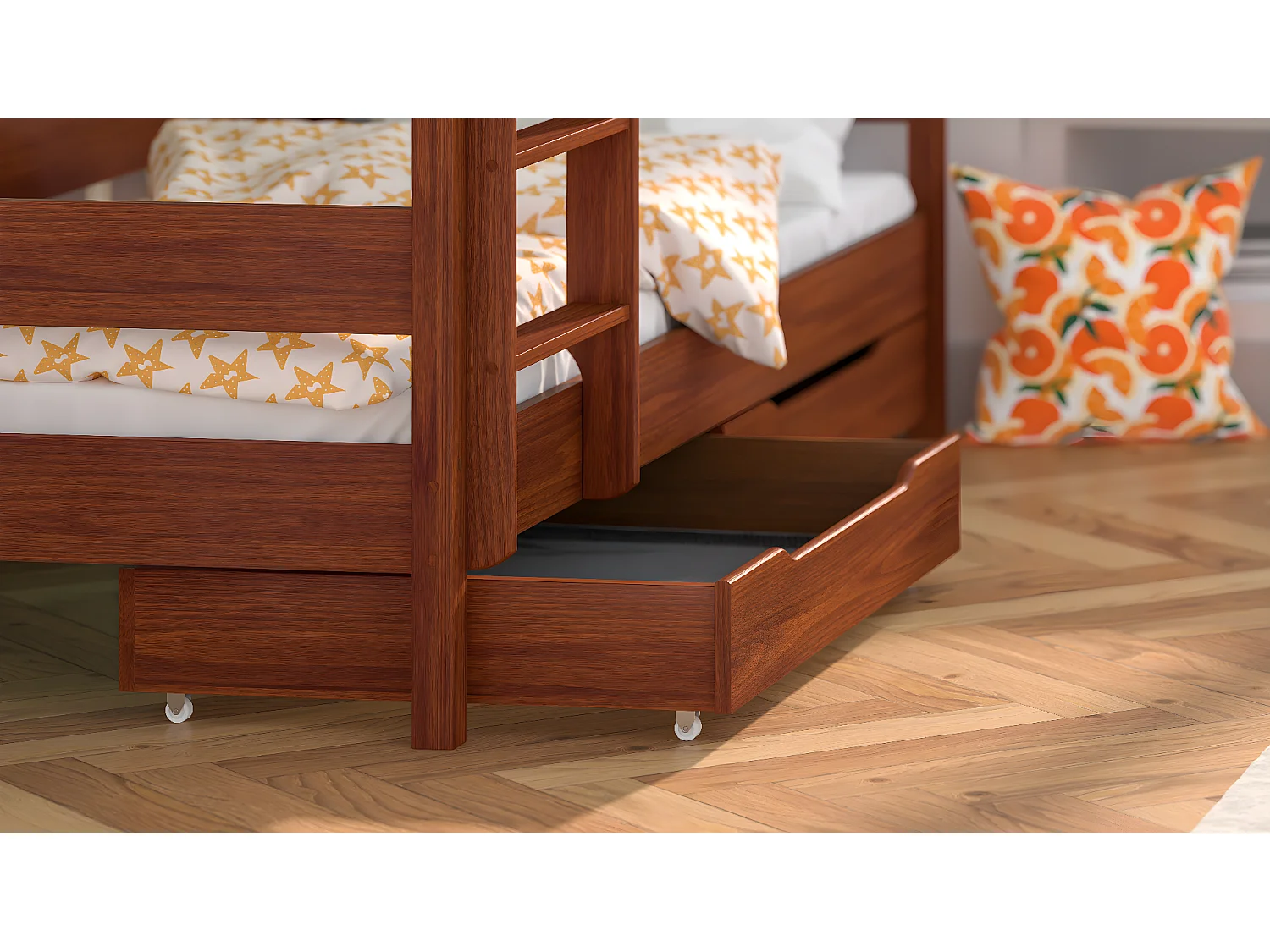 Lit superposé en pin massif 180x80 Palissandre