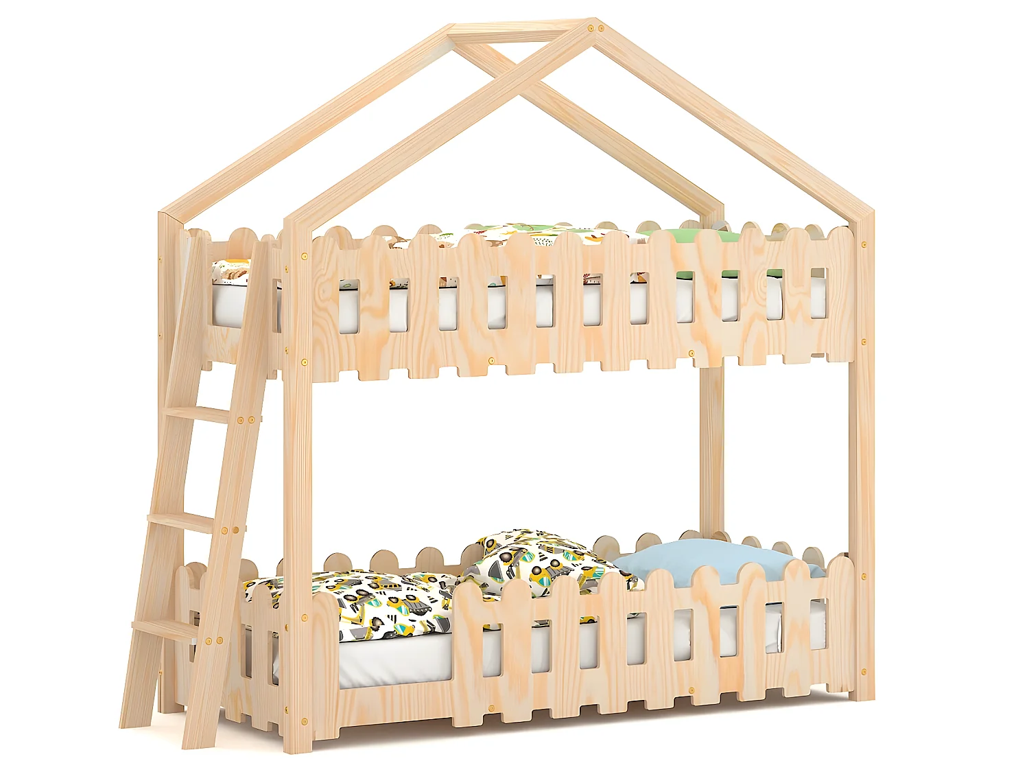 Lit superposé en contreplaqué de pin 190x90 Naturel