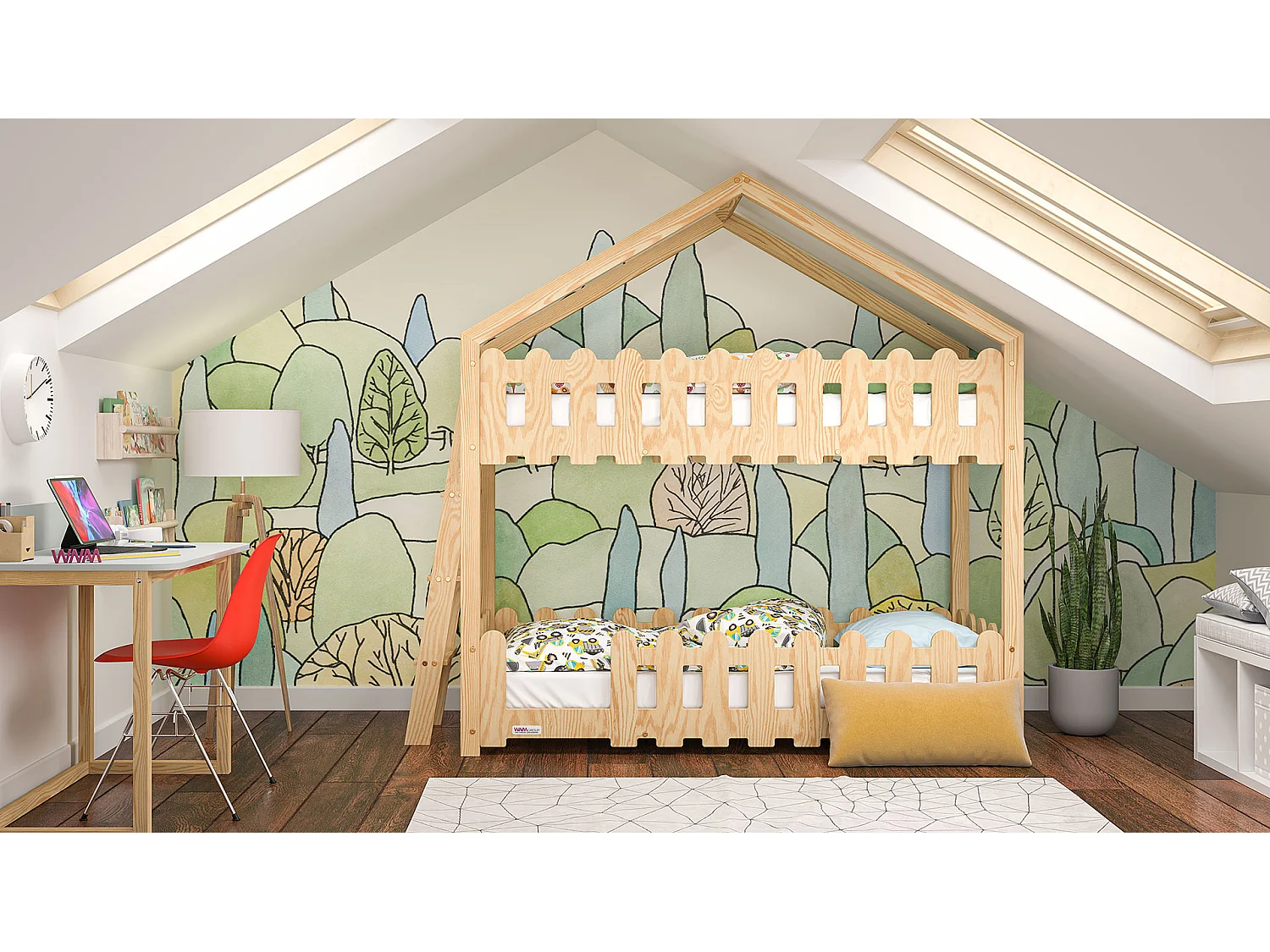 Lit superposé en contreplaqué de pin 190x90 Naturel