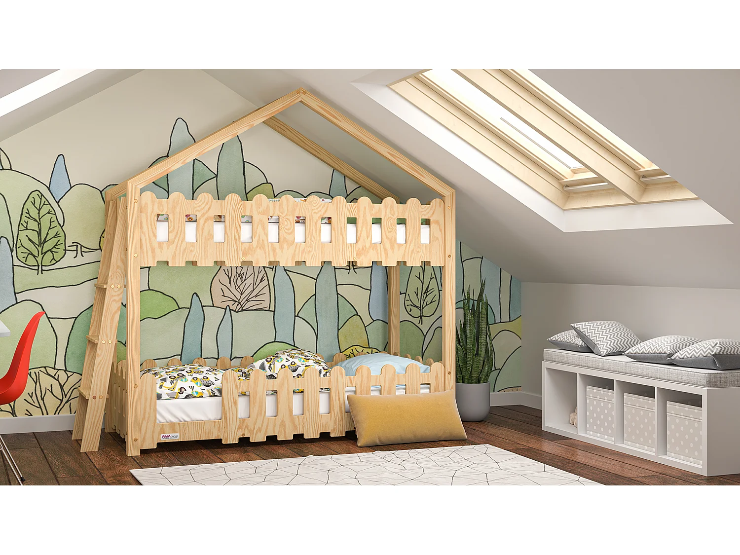 Lit superposé en contreplaqué de pin 190x90 Naturel