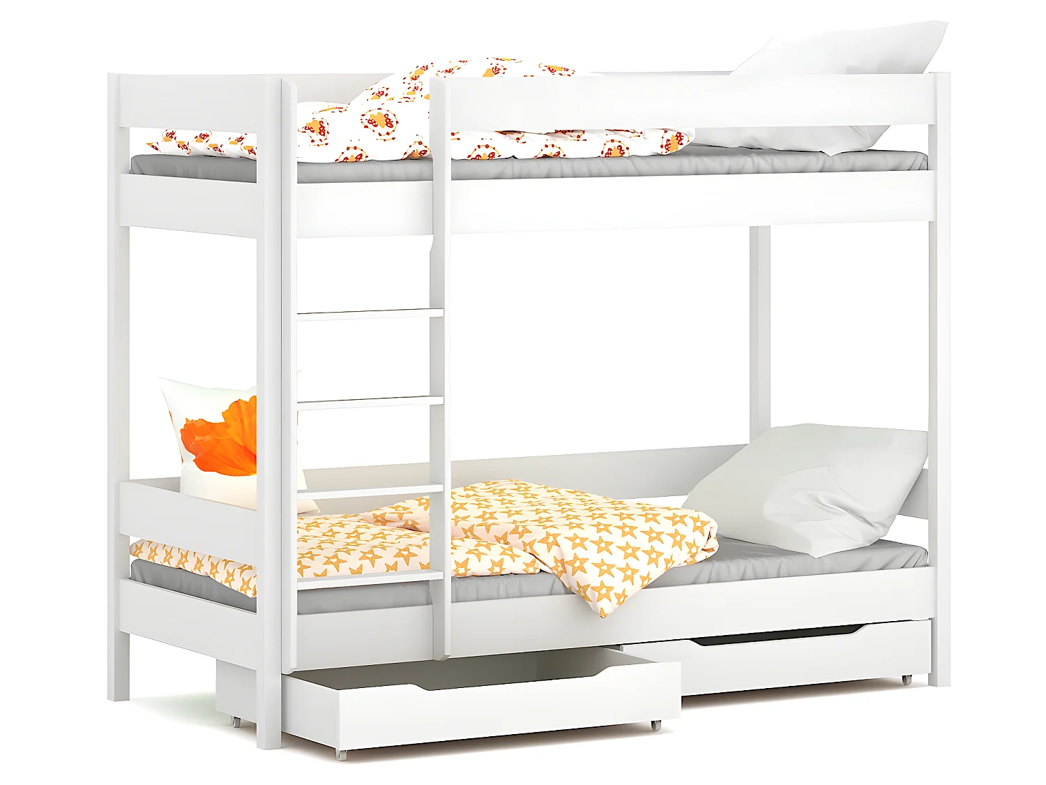 Lit superposé en pin massif 180x80 Blanc