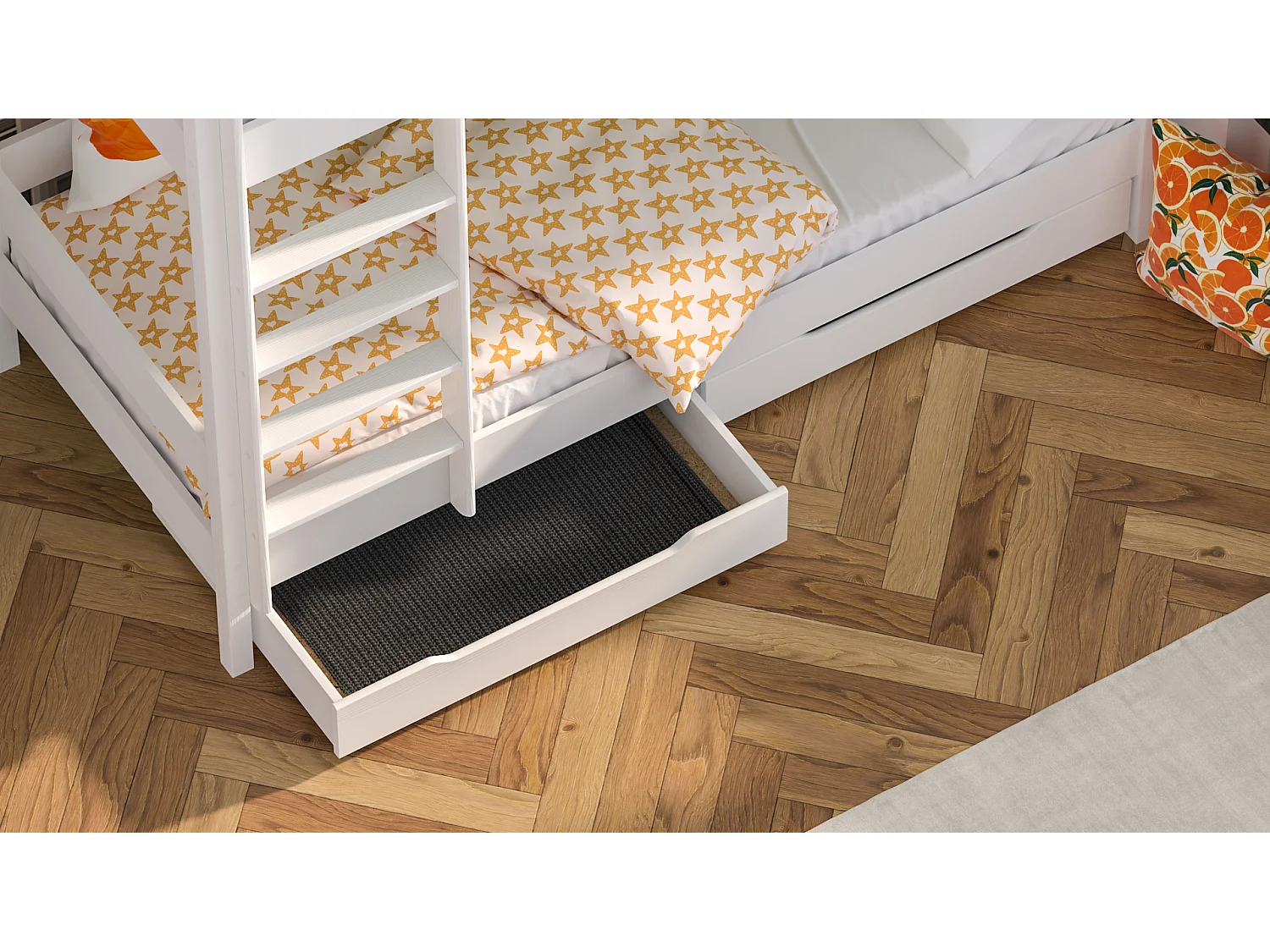 Lit superposé en pin massif 180x80 Blanc