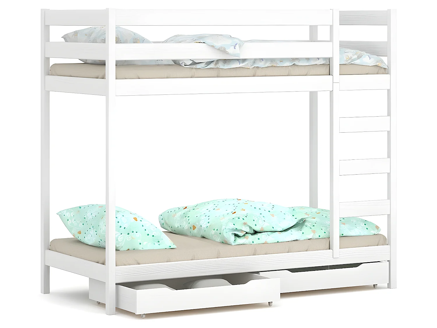 Lit superposé en pin massif 180x80 Blanc