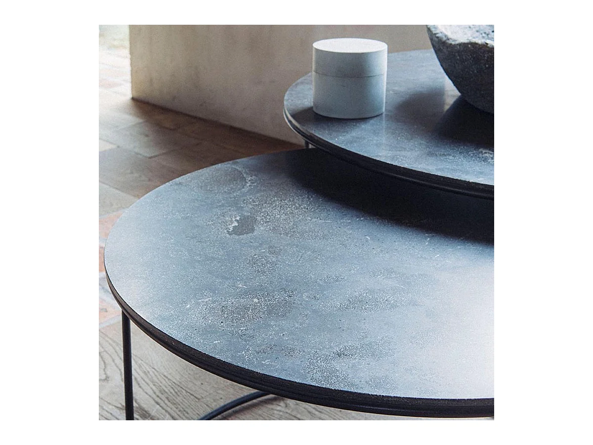 Lot de 2 tables basses gigognes rondes Pierre Bronze - Minéral Interior's
