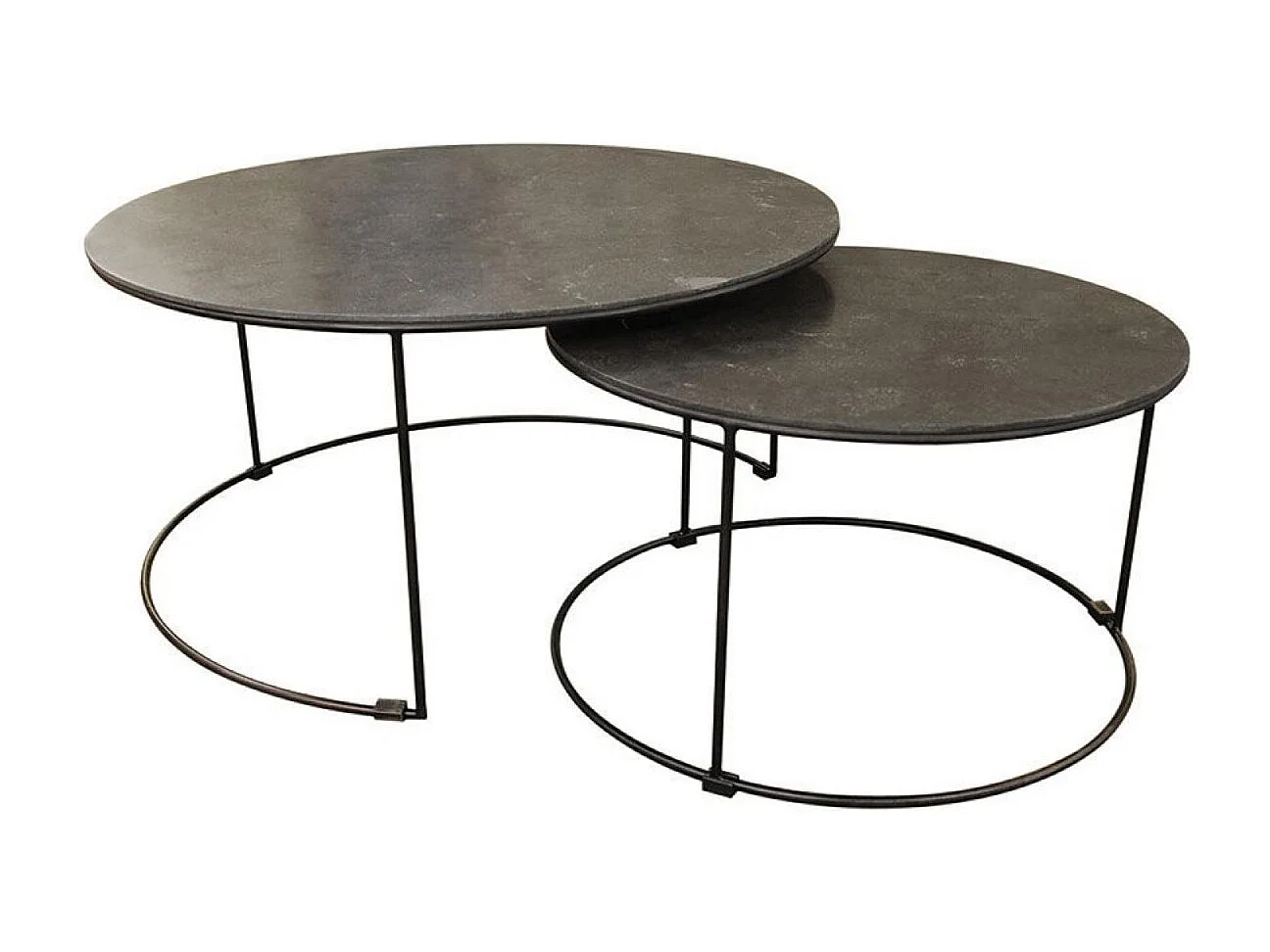Lot de 2 tables basses gigognes rondes Pierre Bronze - Minéral Interior's