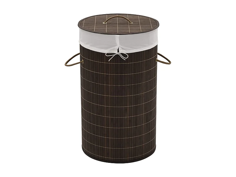 Panier à linge rond en bambou Marron foncé