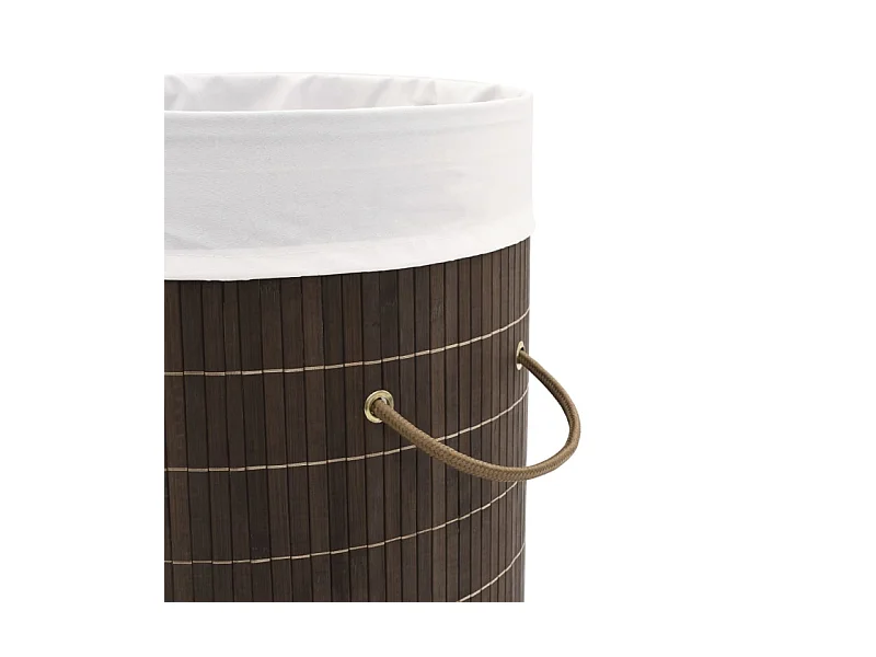 Wäschekorb aus Bambus Rund Dunkelbraun
