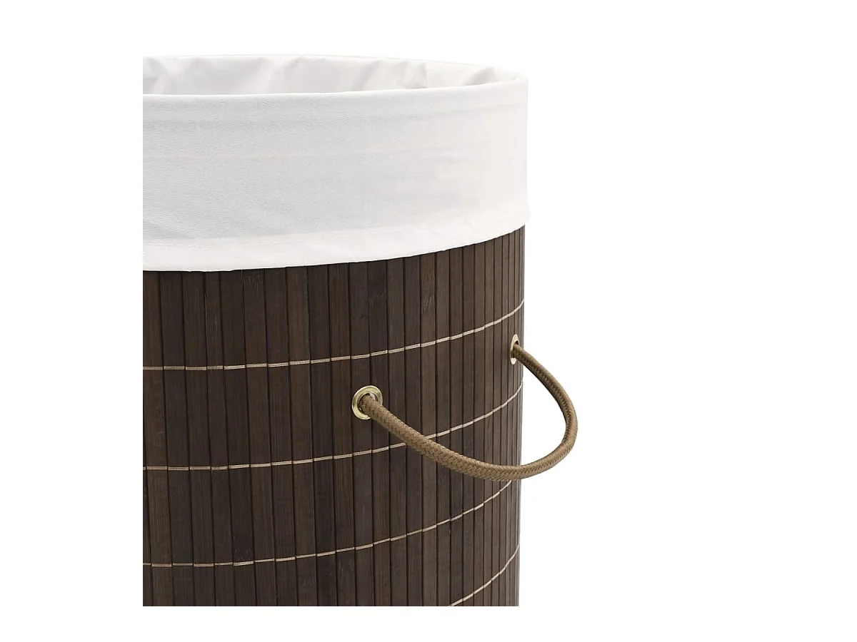 Wäschekorb aus Bambus Rund Dunkelbraun