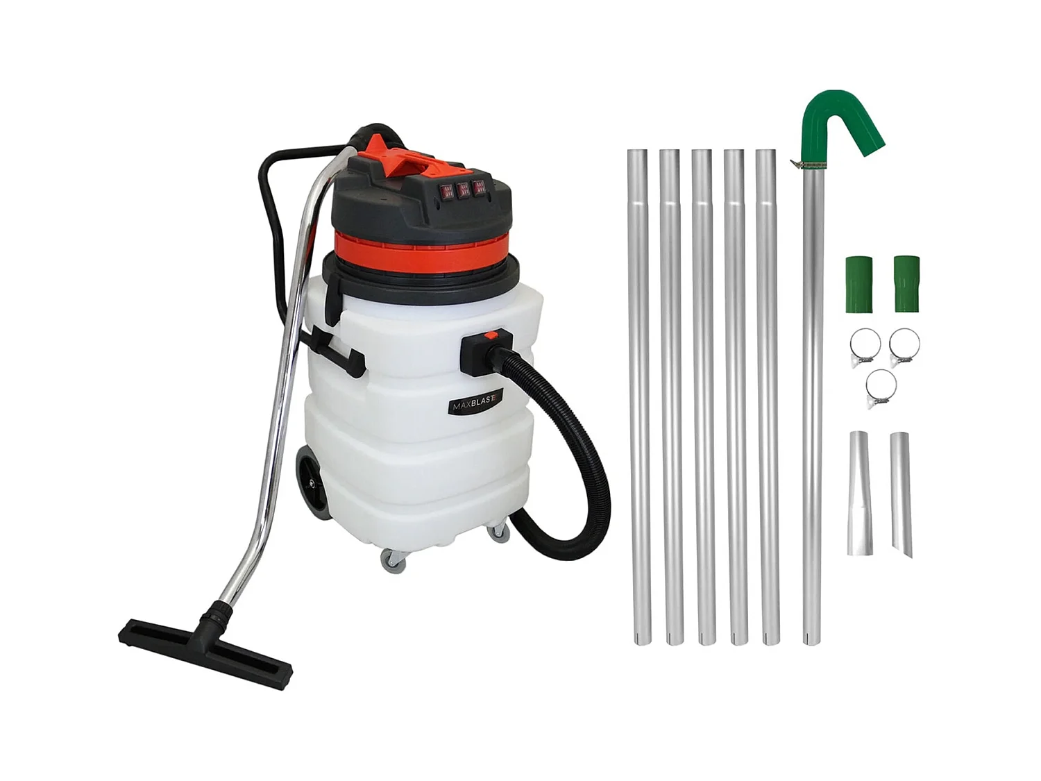 MAXBLAST Lot de Perche d'Aspiration pour Gouttière 7,2 m & Aspirateur Industriel 90 L