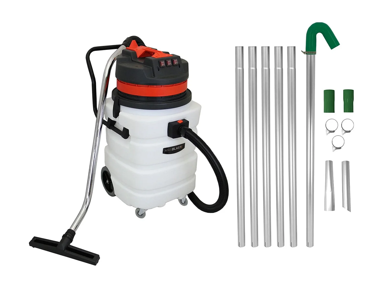 MAXBLAST Lot de Perche d'Aspiration pour Gouttière 7,2 m & Aspirateur Industriel 90 L