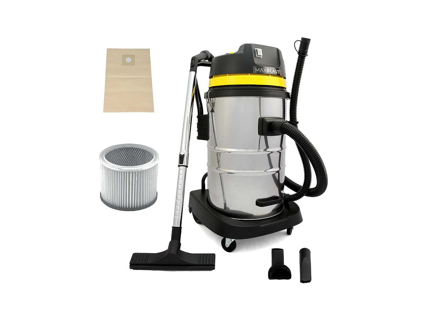 MAXBLAST Lot de Perche d'Aspiration pour Gouttière 7,2 m & Aspirateur Industriel 60 L