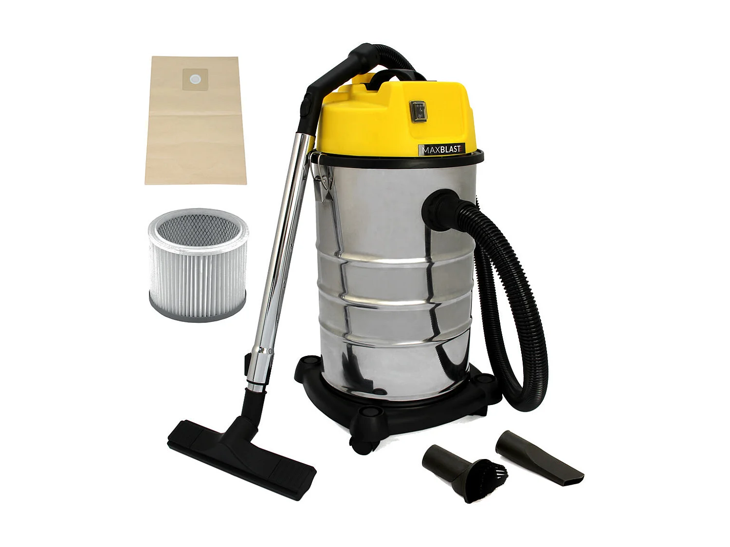 MAXBLAST Lot de Perche d'Aspiration pour Gouttière 7,2 m & Aspirateur Industriel 30 L