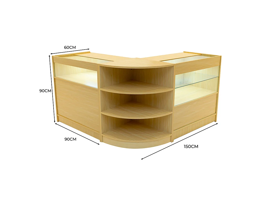Esdoorn Winkel Toonbank Set Harmonia LED B900 C900 LM60 Afsluitbaar Vitrinekast