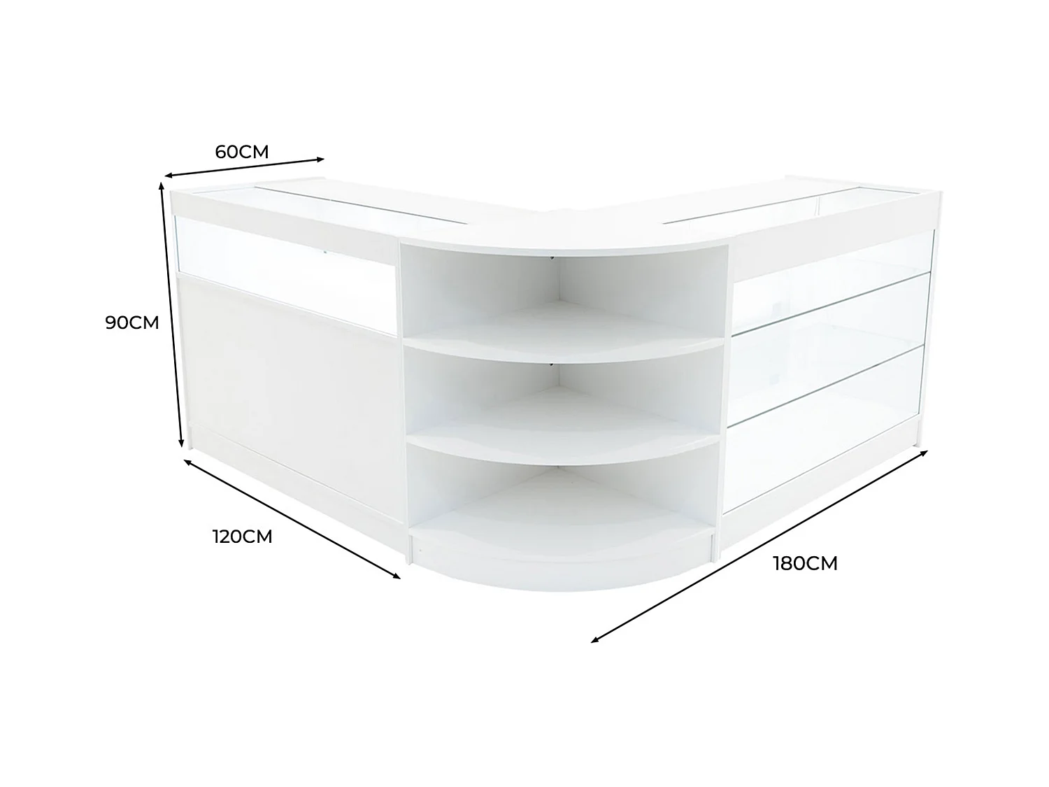 Set Mostradores Comerciales con Luz LED "DEMETER"  LM60 + K1200 + B1200 – Blanco