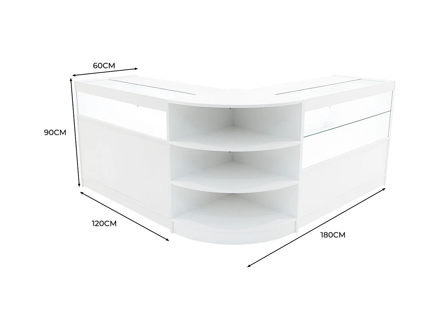Set Mostradores Comerciales con Luz LED "HARMONIA" LM60 + B1200 + C1200 – Negro