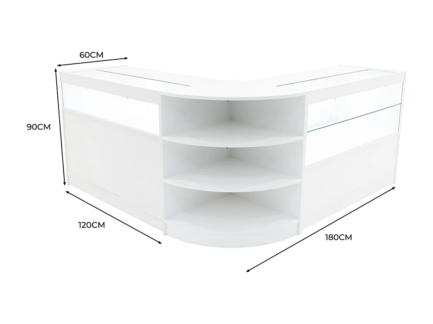 Set Mostradores Comerciales con Luz LED "HARMONIA" LM60 + B1200 + C1200 – Negro