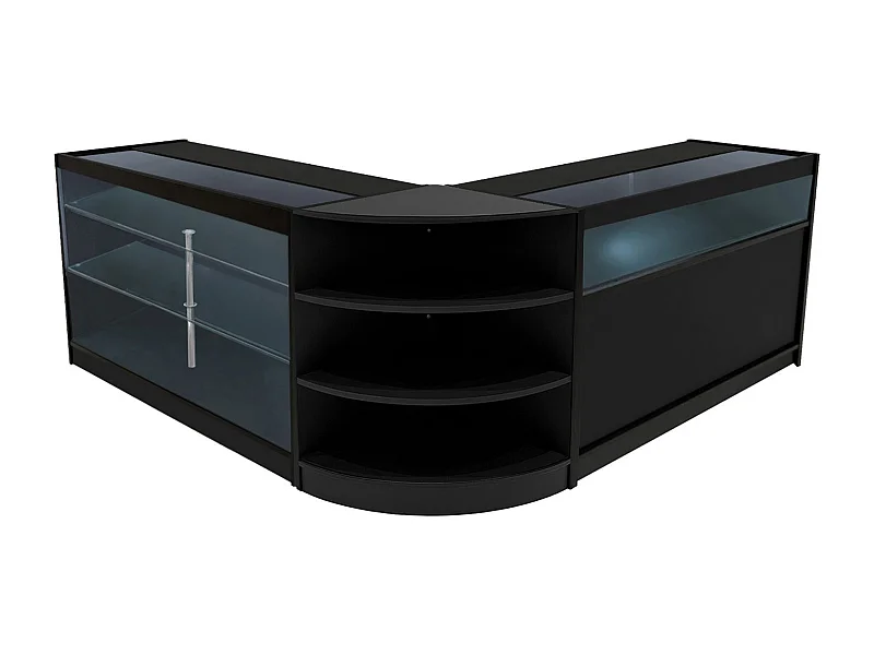 Set Mostradores Comerciales con Luz LED "DEMETER"  LM60 + K1500 + B1500 – Negro