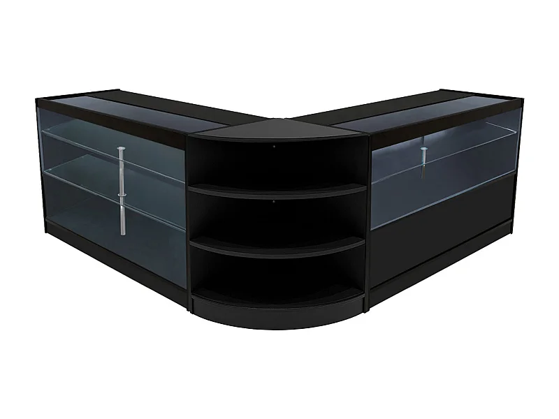 Set Mostradores Comerciales con Luz LED "CALLIOPE"  LM60 + K1500 + C1500 – Negro