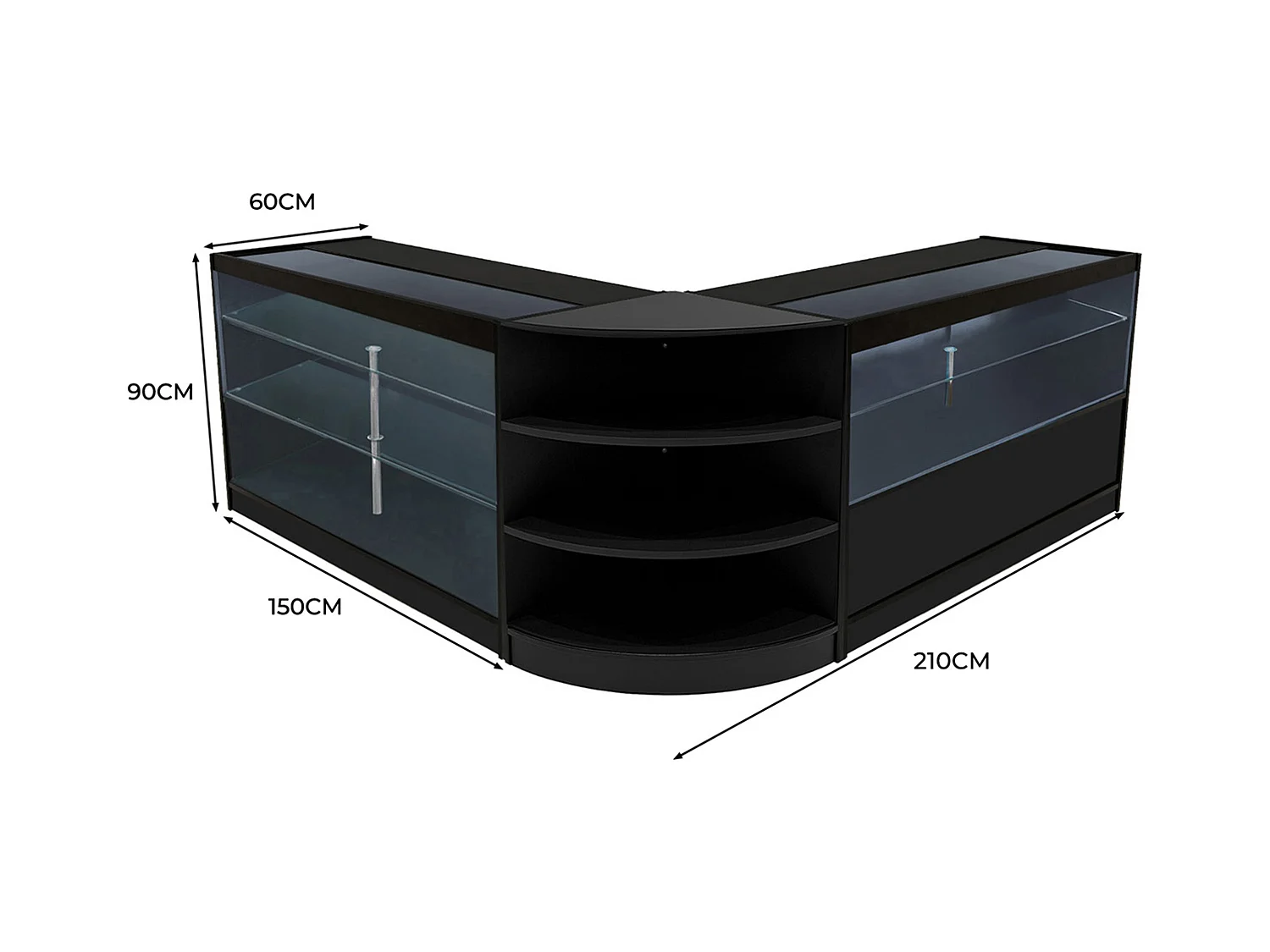Zestaw oświetlenia sklepowego LED Calliope K1500, C1500 i LM60 – czarny