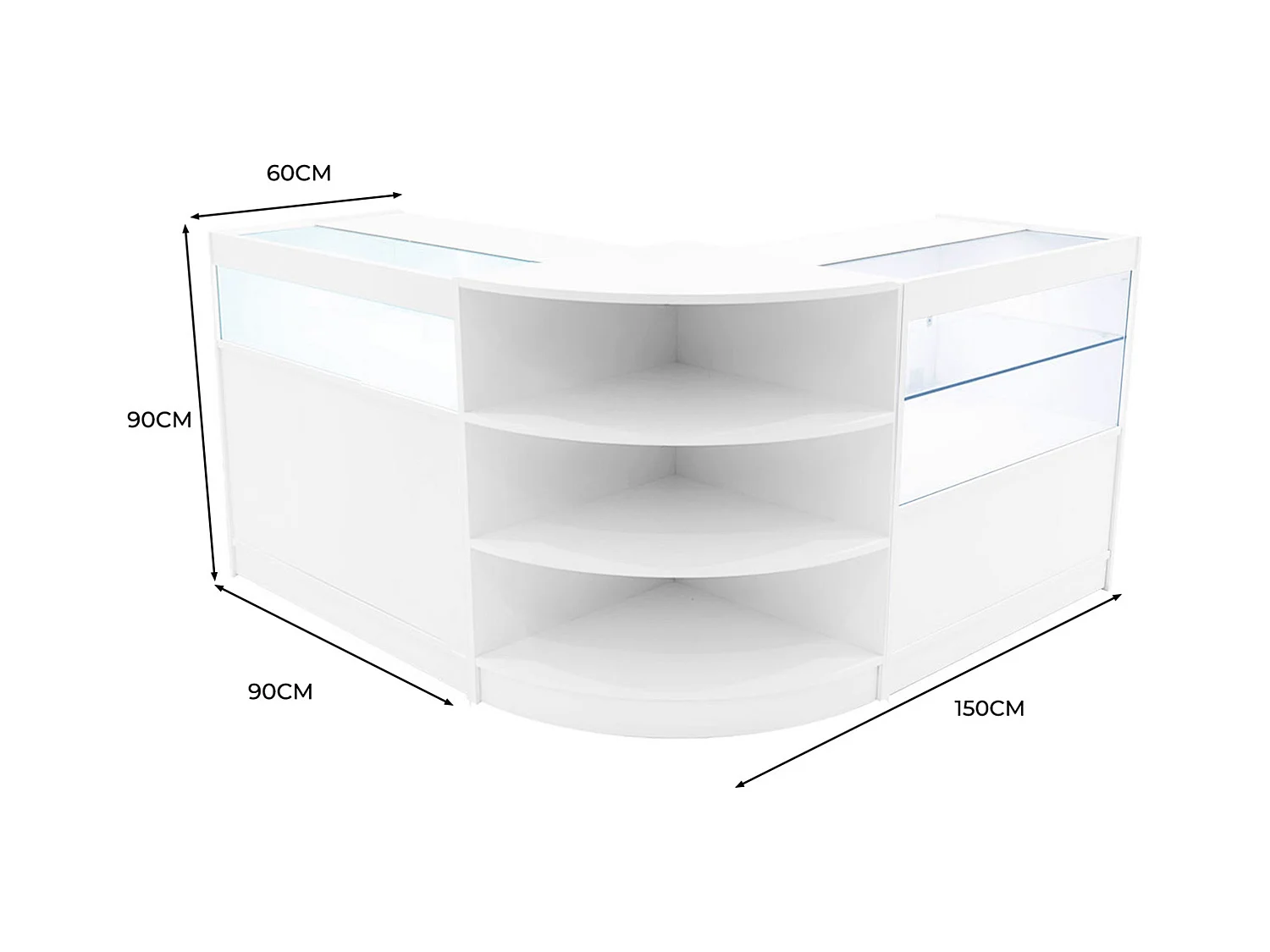 Set Mostradores Comerciales con Luz LED "HARMONIA" LM60 + B900 + C900 – Blanco