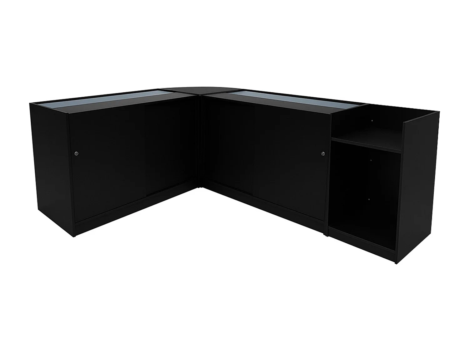 Set Mostradores Comerciales con Luz LED "ARIES"  CM60 + 2xK1200 + TB60 – Negro