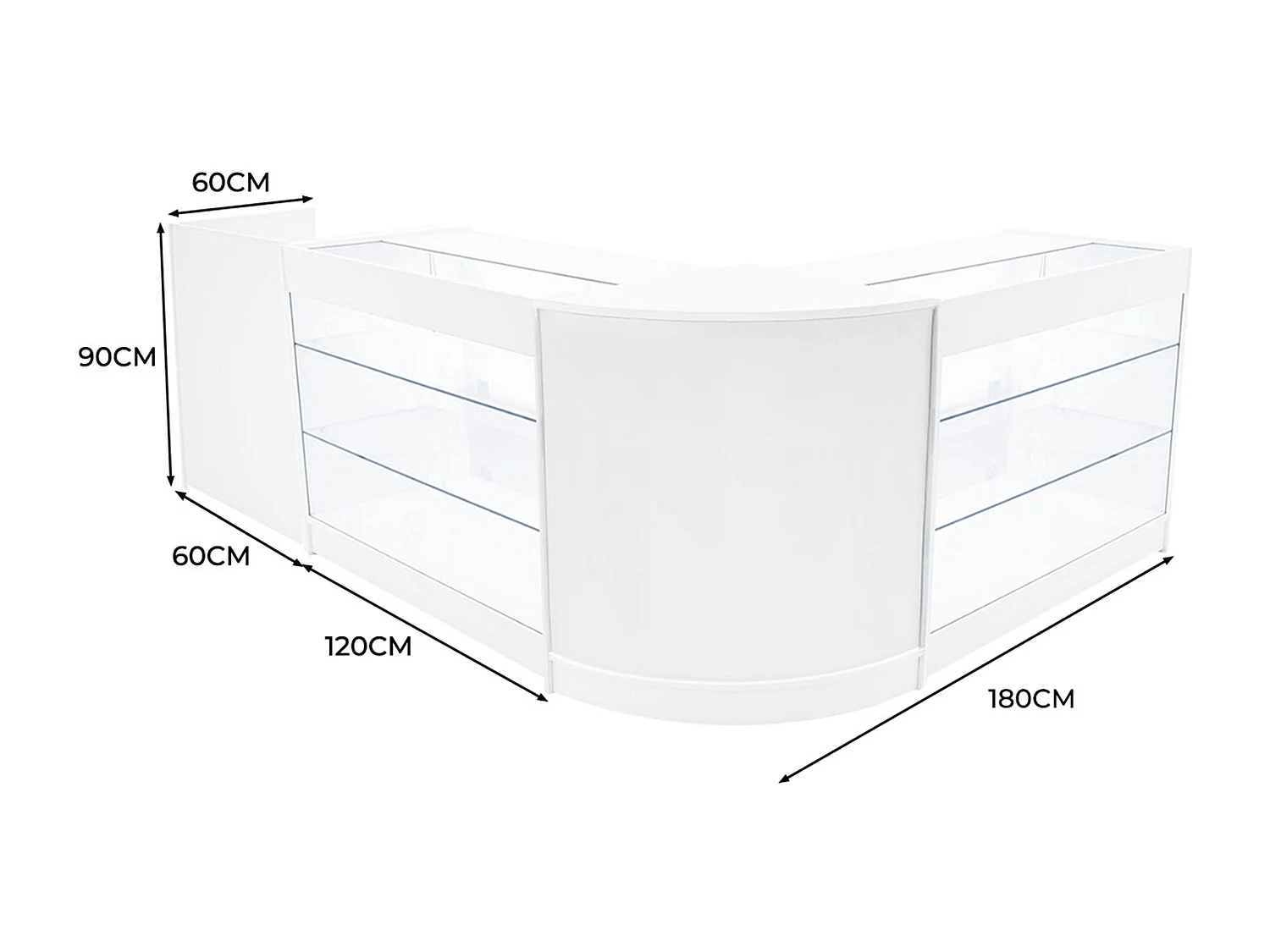 Aries LED Winkel Toonbank Set CM60, TB60 & 2 x K1200 - Wit
