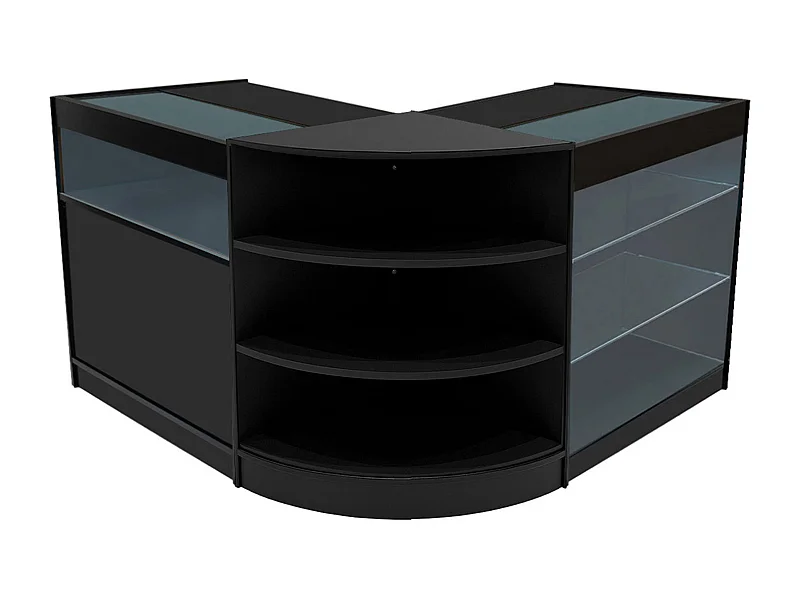 Conjunto de BalcÃµes Comerciais com Luz LED  "DEMETER" LM60 + K900 + B900 â€“ cor Preto