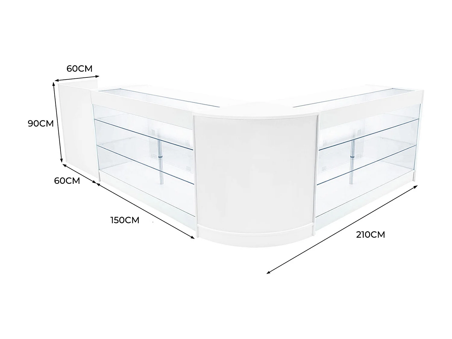 Aries LED Winkel Toonbank Set CM60, TB60 & 2 x K1500 - Wit