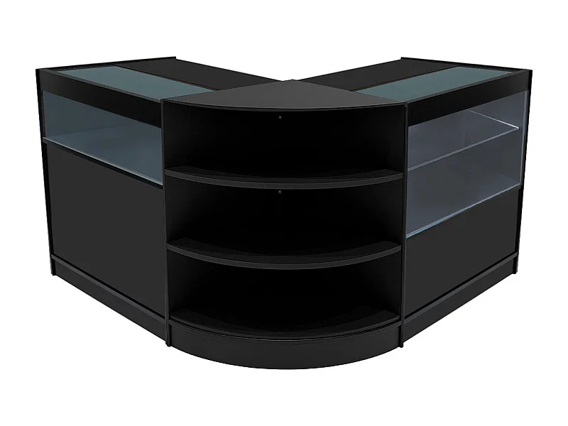 Conjunto de BalcÃµes Comerciais com Luz LED "HARMONIA" LM60 + B900 + C900 â€“ cor Preto