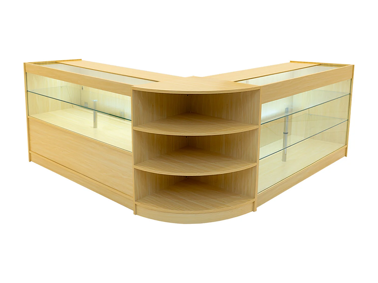 Conjunto de BalcÃµes Comerciais com Luz LED  "CALLIOPE" LM60 + K1500 + C1500 â€“ cor Maple