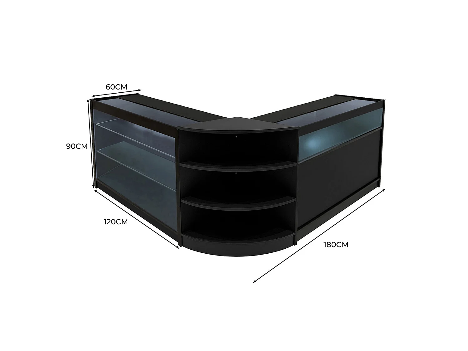 Demeter LED Verkaufstheken-Set LM60 + K1200 + B1200 - Schwarz