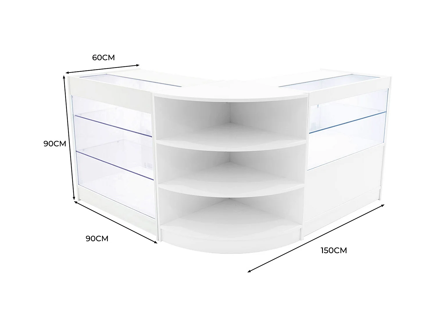 Set Mostradores Comerciales con Luz LED "CALLIOPE"  LM60 + K900 + C900 – Blanco