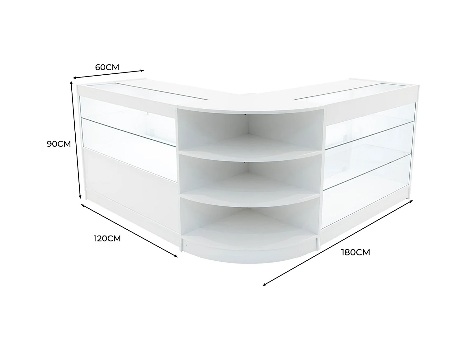 Set Mostradores Comerciales con Luz LED "CALLIOPE"  LM60 + K1200 + C1200 – Blanco