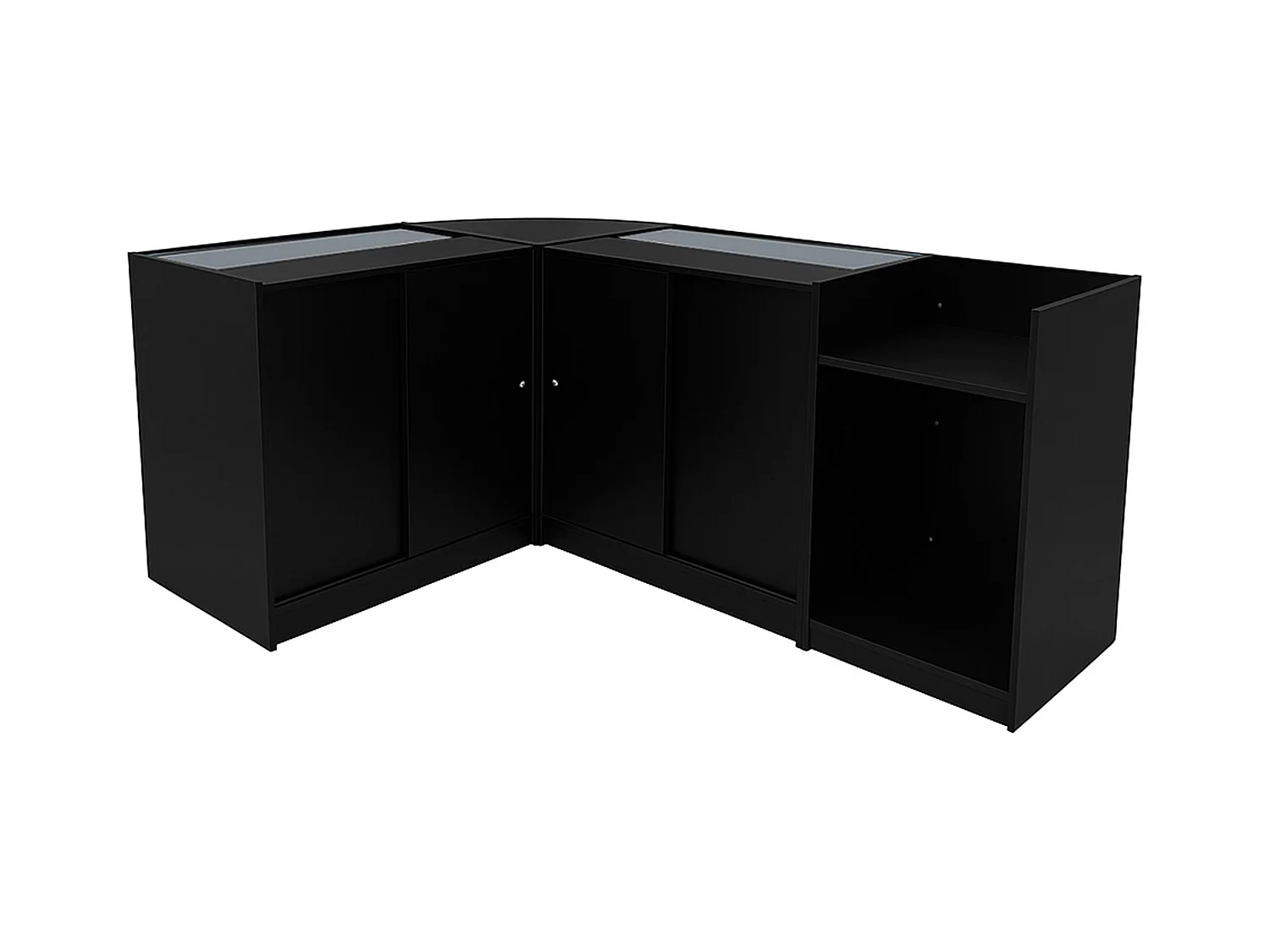 Conjunto de BalcÃµes Comerciais com Luz LED "ARIES" CM60 + 2xK900 + TB60 â€“ cor Preto