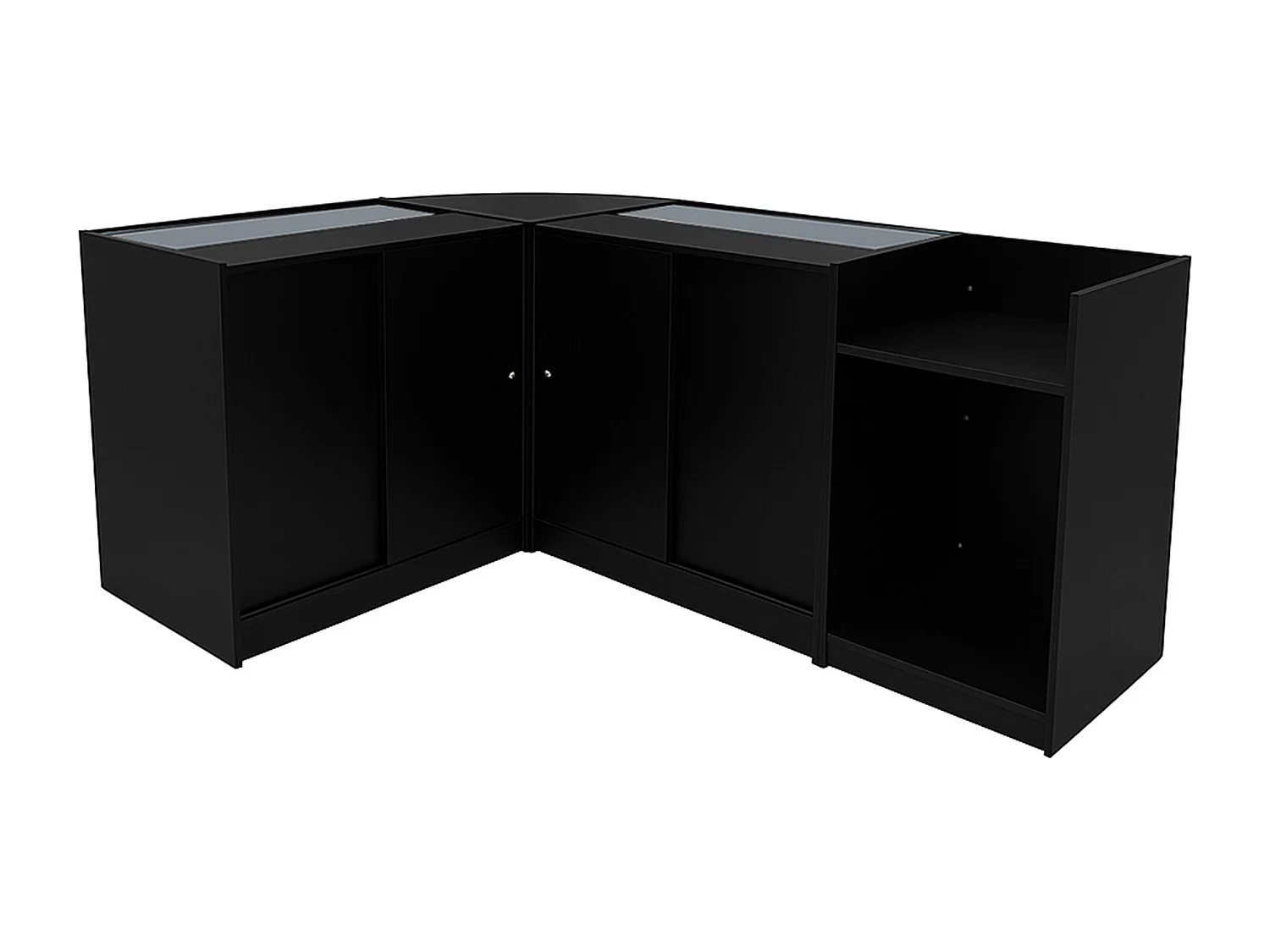 Set Mostradores Comerciales con Luz LED "ARIES"  CM60 + 2xK900 + TB60 – Negro