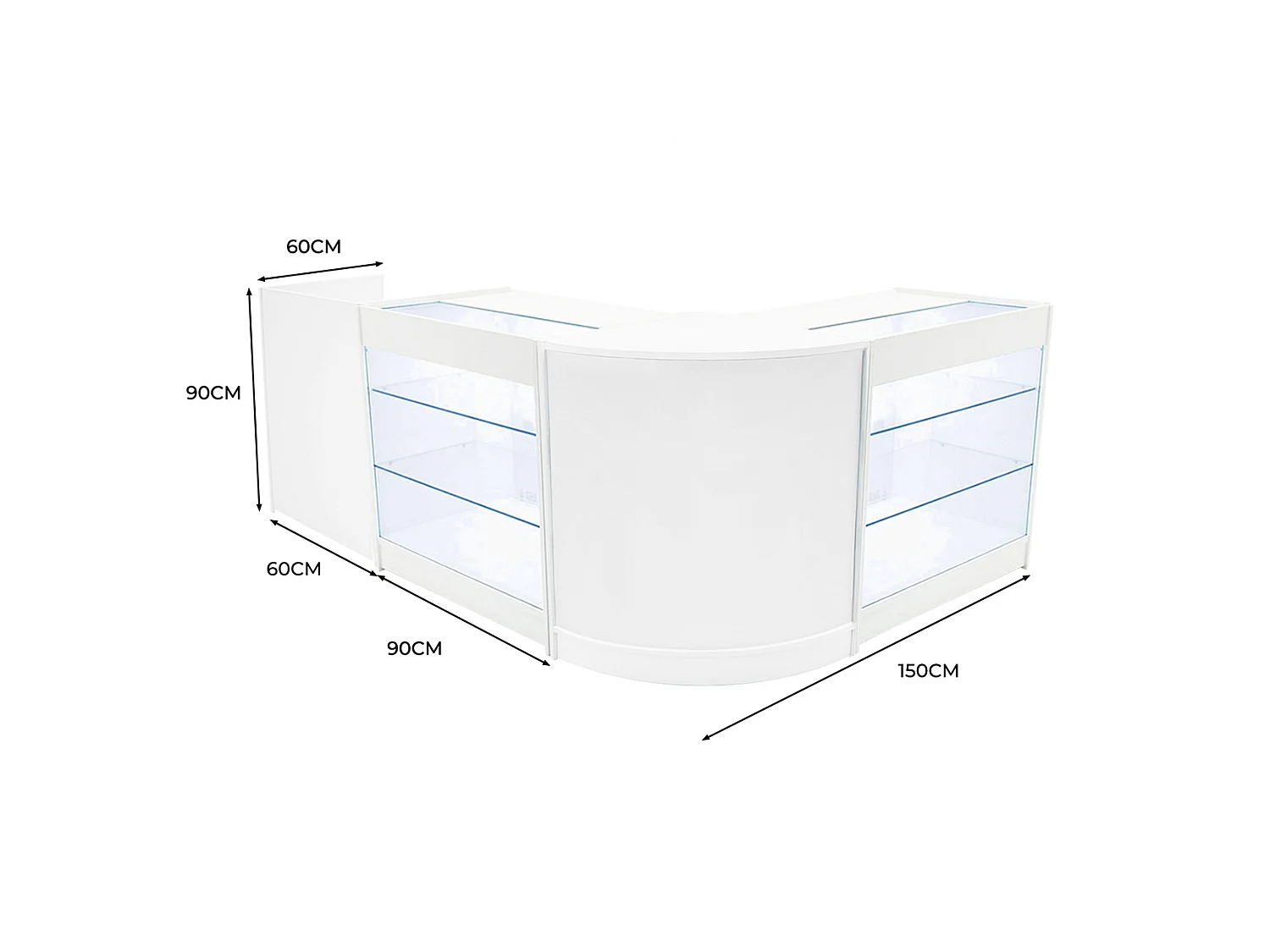 Aries LED-myymälätiski CM60, TB60 ja 2 x K900 - Valkoinen