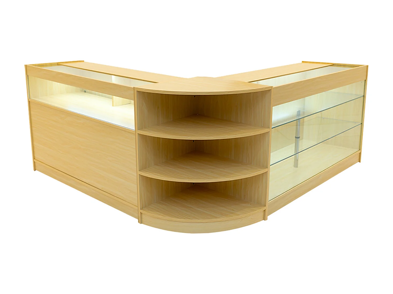 Conjunto de BalcÃµes Comerciais com Luz LED  "DEMETER" LM60 + K1500 + B1500 â€“ cor Maple