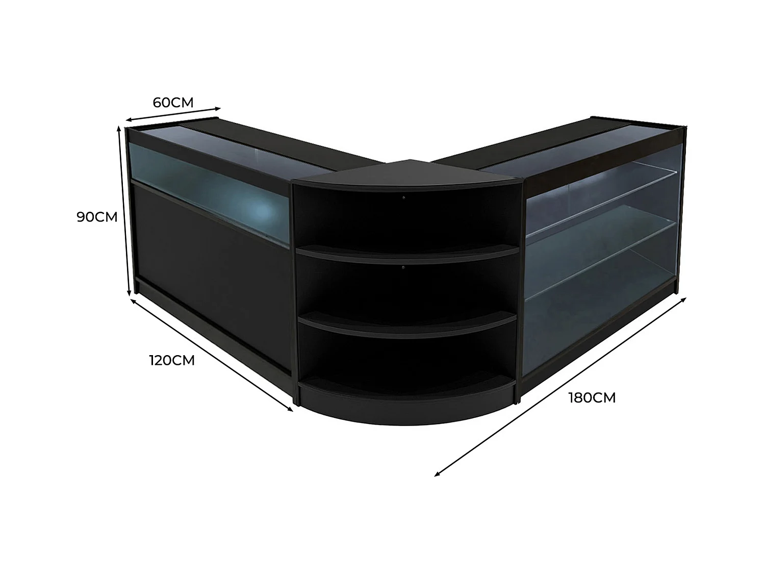Zestaw oświetlenia sklepowego LED Calliope K1200, C1200 i LM60 – czarny