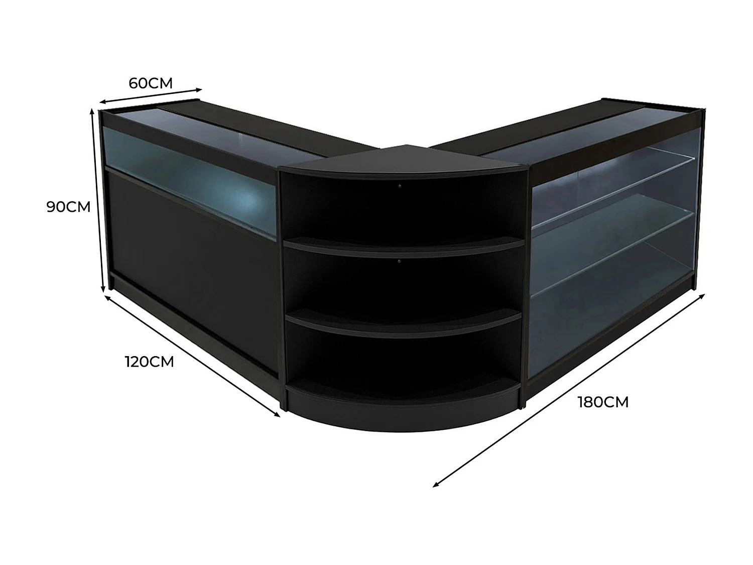 Comptoirs de Vente à LED Ensemble Calliope - Noir LM60, K1200, C1200